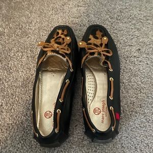 Marc Joseph cheetah print and leather flat